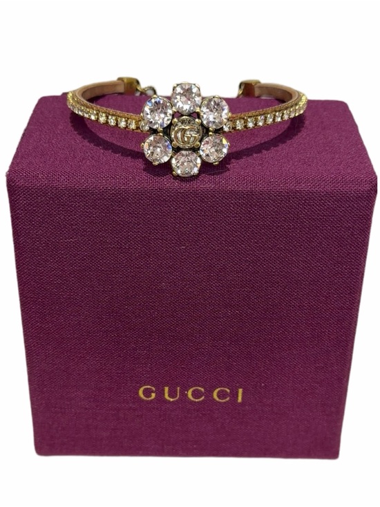Gucci Jewelry - Gucci Gold Crystal Flower Bracelet with Clear Stones